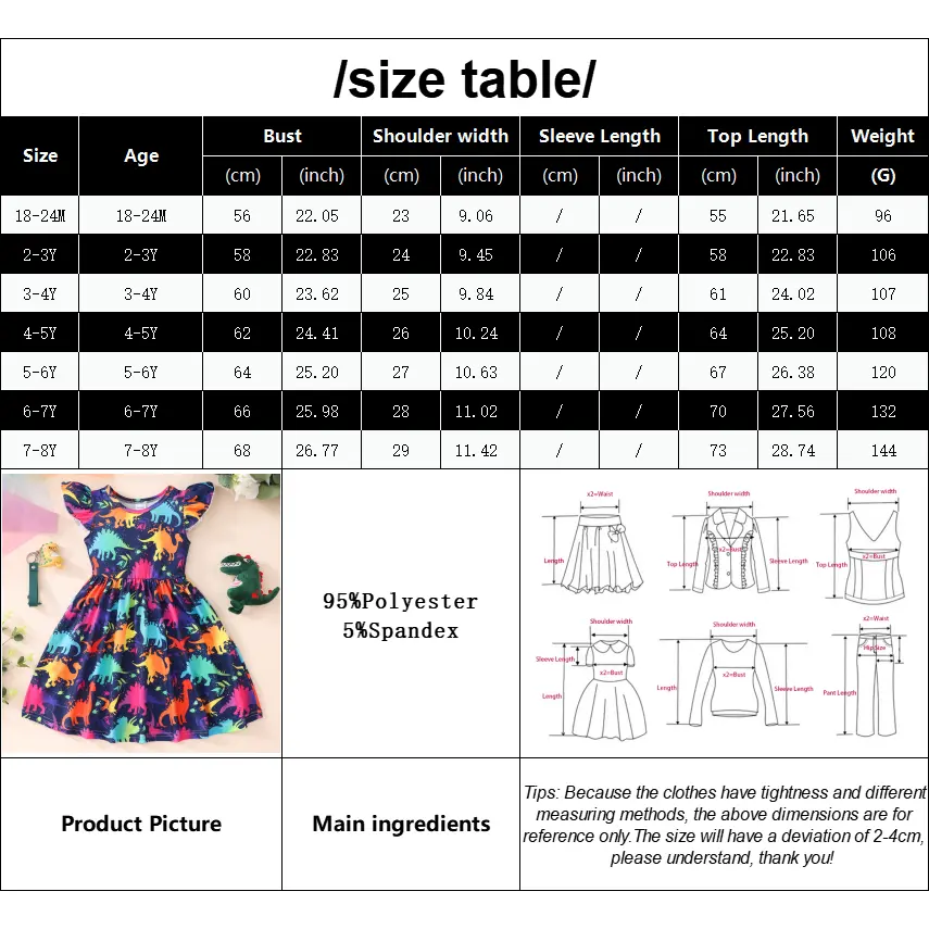 2024 Kids Dress Girl Clothes Birthday Party Dinosaur Summer Short Sleeve Unicorn Baby Girls Princess Dresses 2 3 5 6 7 8 Years