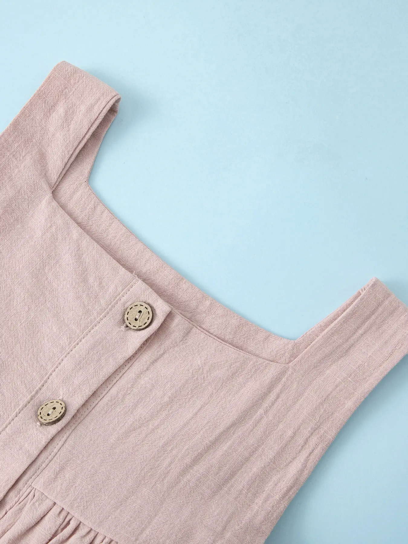 Summer kids clothes solid color suspender girl frocks linen cotton sleeveless summer dress