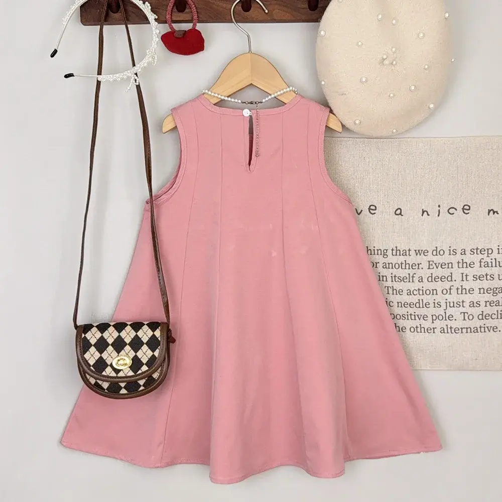 Korean Version Fashion 3-7 Years Girls Sleeveless Bow Decoration Princess Dress 1 Pc Summer New Kids Sweet Casual Costumes