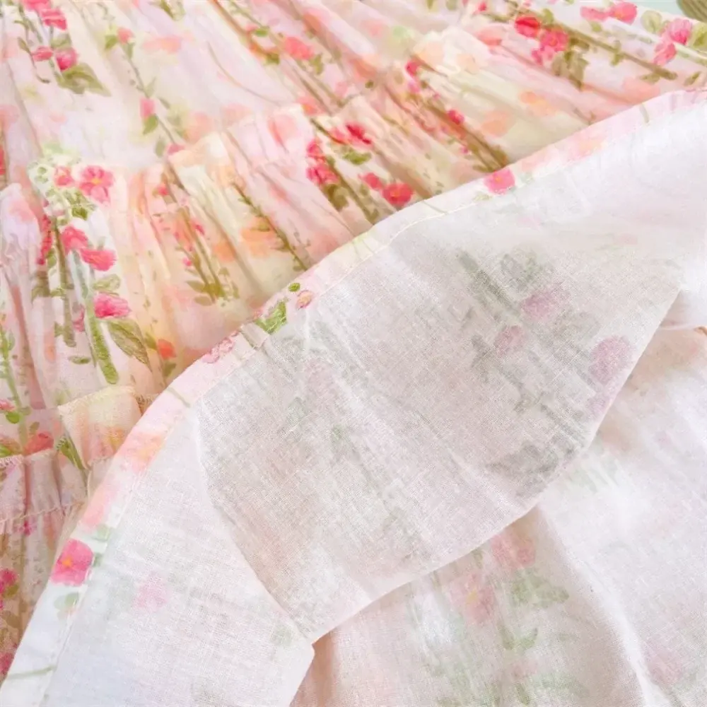 Summer Girls Fashion New O-Neck Flying Sleeve Flower Print Sweet Cute Princess Dress 1 Pc 2-7 Years Children Casual Clothes