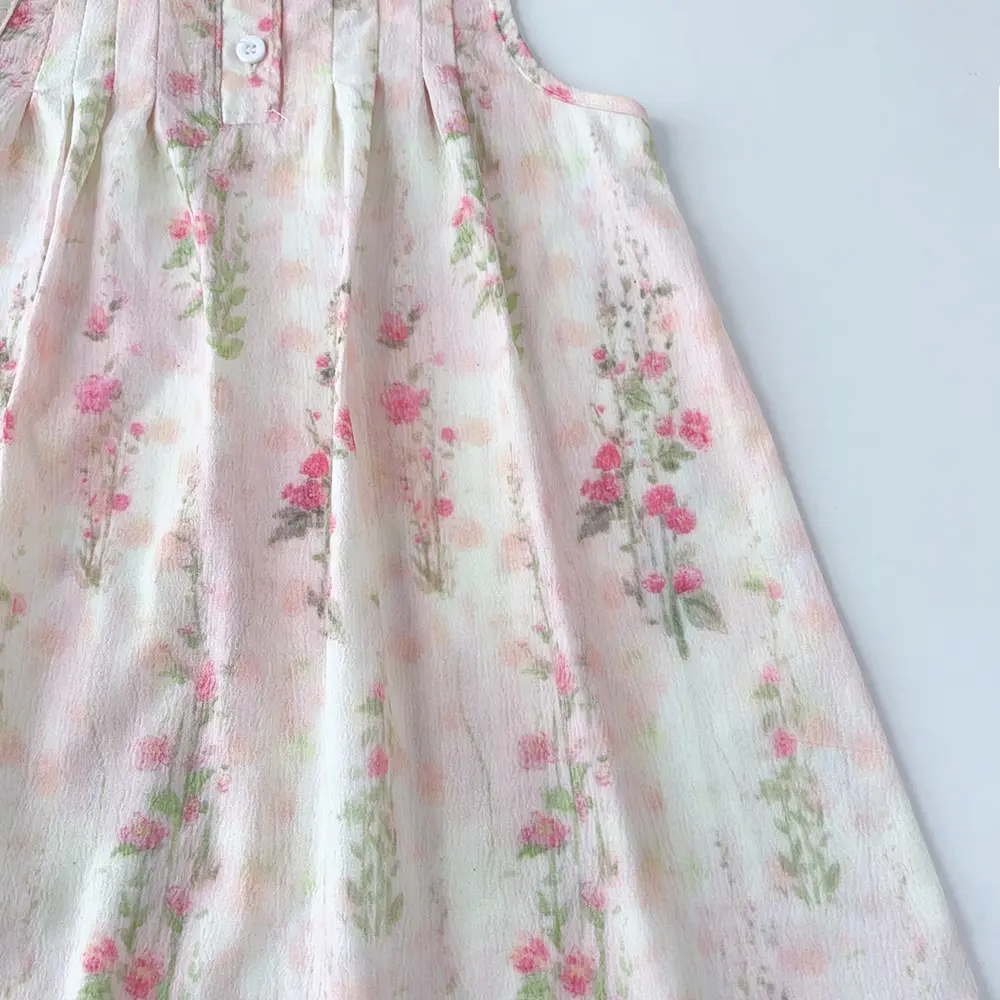 Girls Summer Sweet Cute Flower Print Sleeveless A-line Princess Dress 1 Pc 2-7 Years Children Fashion Casual Clothes