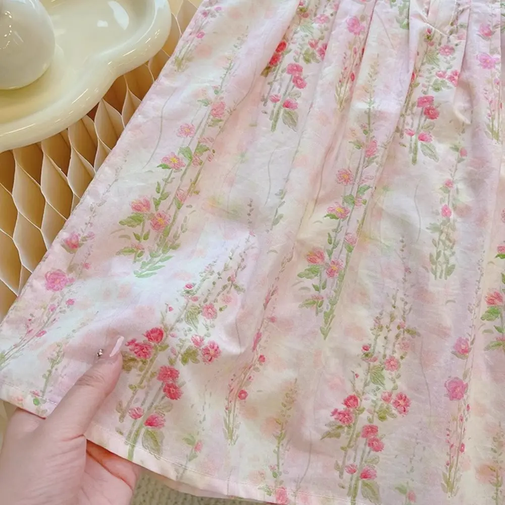 Girls Summer Sweet Cute Flower Print Sleeveless A-line Princess Dress 1 Pc 2-7 Years Children Fashion Casual Clothes