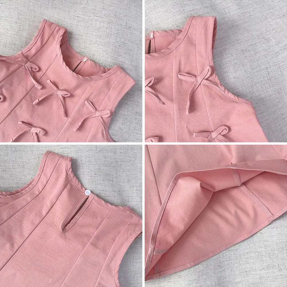 Korean Version Fashion 3-7 Years Girls Sleeveless Bow Decoration Princess Dress 1 Pc Summer New Kids Sweet Casual Costumes