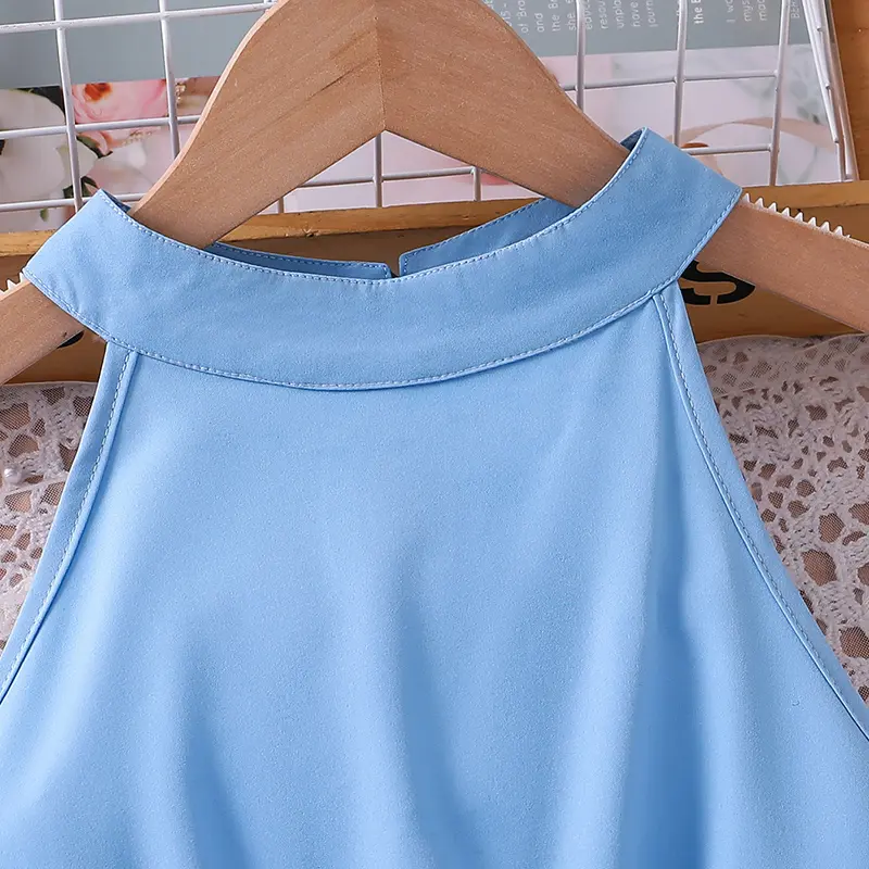 Kids Dress For Girls Blue Sleeveless Printed Tutu Dress 2025 New Style Birthday Party Princess Dress 8-12 Years Children Clothes