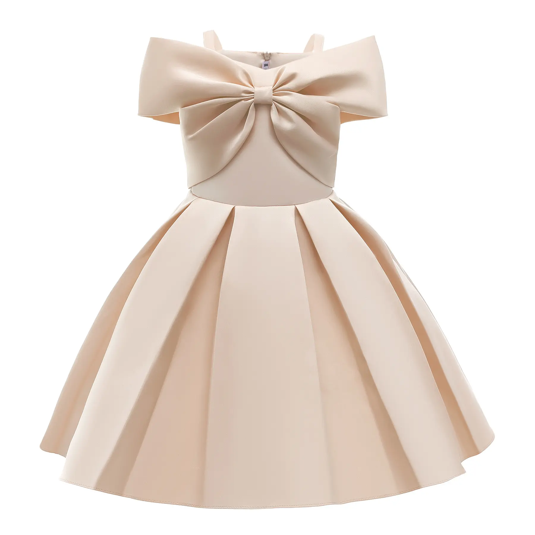 New Halter Strapless Pleated Girls Princess Dress Summer Solid Color Girls Dress Piano Performance Gown 2-10 Years Kids Clothes