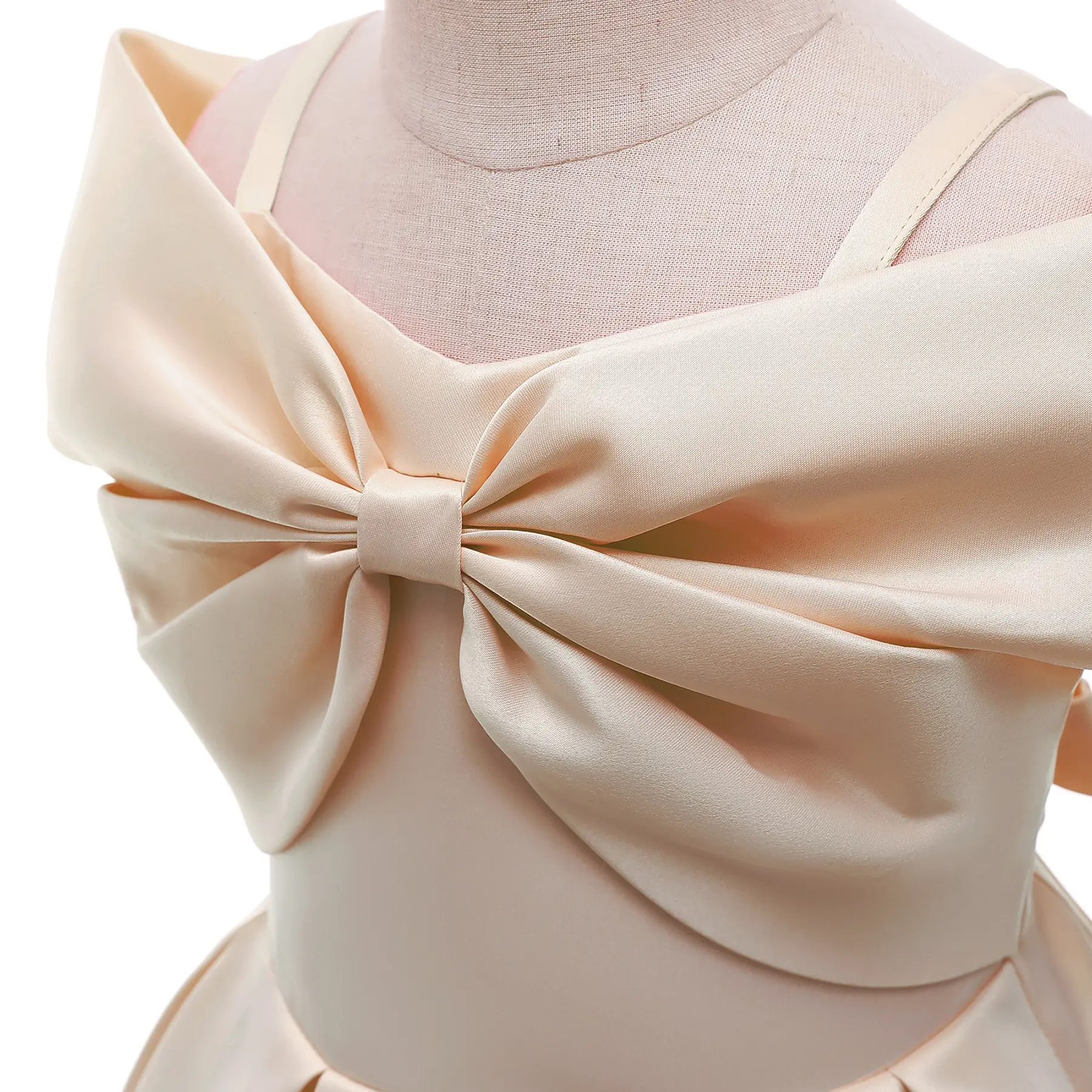 New Halter Strapless Pleated Girls Princess Dress Summer Solid Color Girls Dress Piano Performance Gown 2-10 Years Kids Clothes