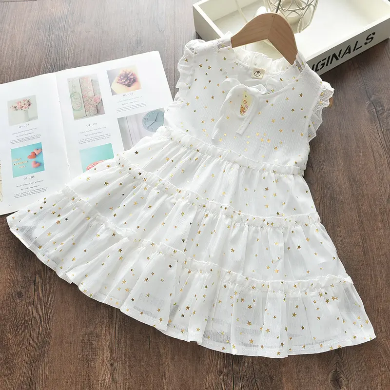 New Summer Fashion Baby Girls Princess Sequins Dresses Girl Kids Cute Party Clothes Children's Casual Costumes Ruffles Outfits