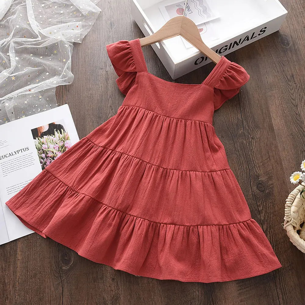 New Summer Fashion Baby Girls Princess Sequins Dresses Girl Kids Cute Party Clothes Children's Casual Costumes Ruffles Outfits