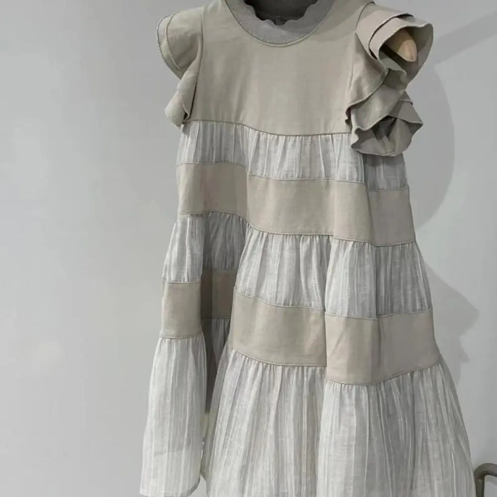 Bear Leader Fashion New Splicing Girls Dresses Grey Sleeveless Tank Top Dress Solid Color Kids Clothes Teenager Casual Costume