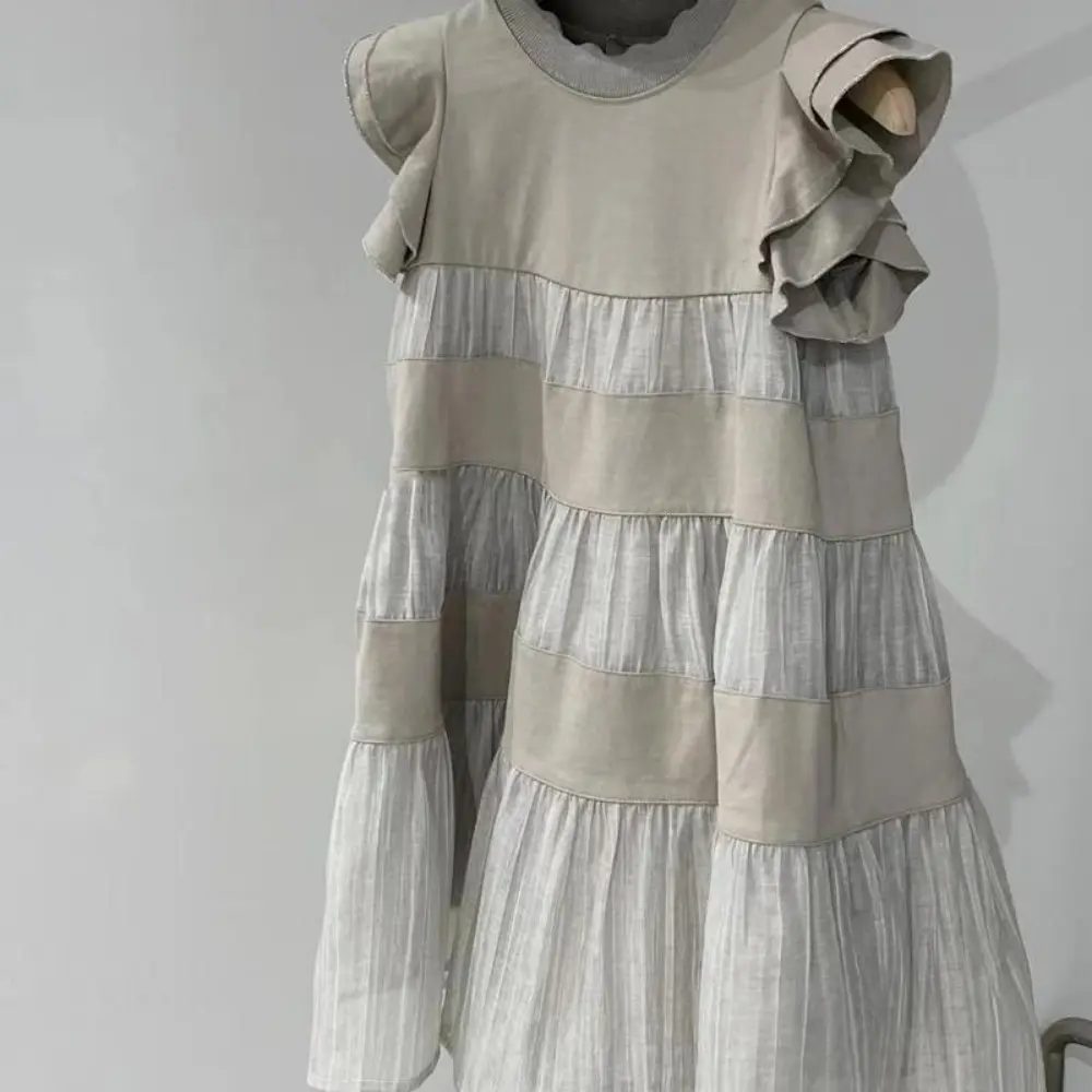 Bear Leader Fashion New Splicing Girls Dresses Grey Sleeveless Tank Top Dress Solid Color Kids Clothes Teenager Casual Costume