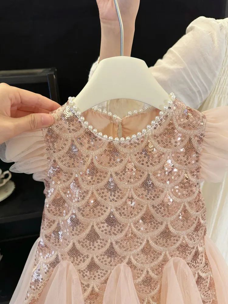Somenie New Girls' Summer  Dress Kids Fashionable Sleeveless Tulle Princess Gown Kids Cute & Breathable Toddler Party Dress
