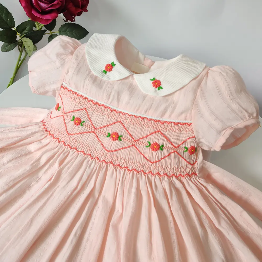 Baby Girls Vestidos Toddler Smocking Dresses For Girl Handmade Smocked Dress Summer Boutique Children Cotton  Clothes