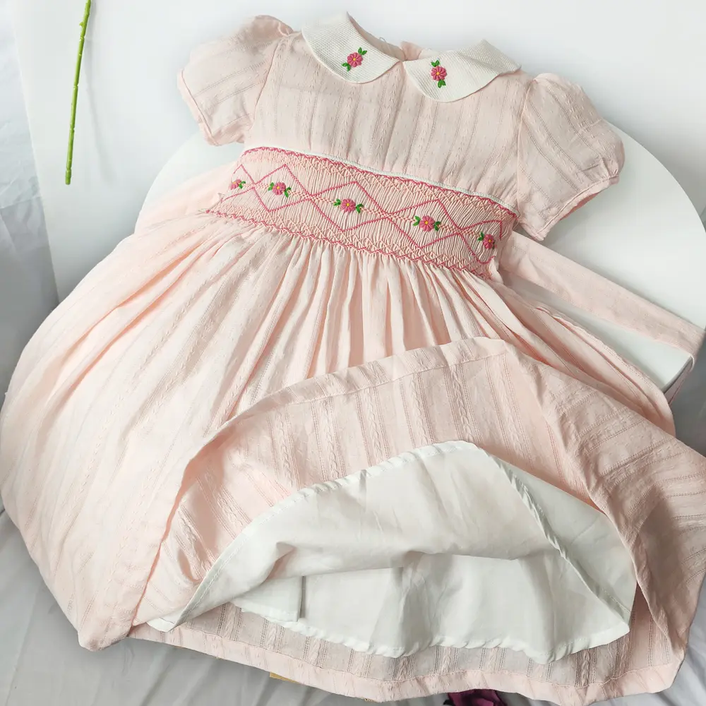 Baby Girls Vestidos Toddler Smocking Dresses For Girl Handmade Smocked Dress Summer Boutique Children Cotton  Clothes
