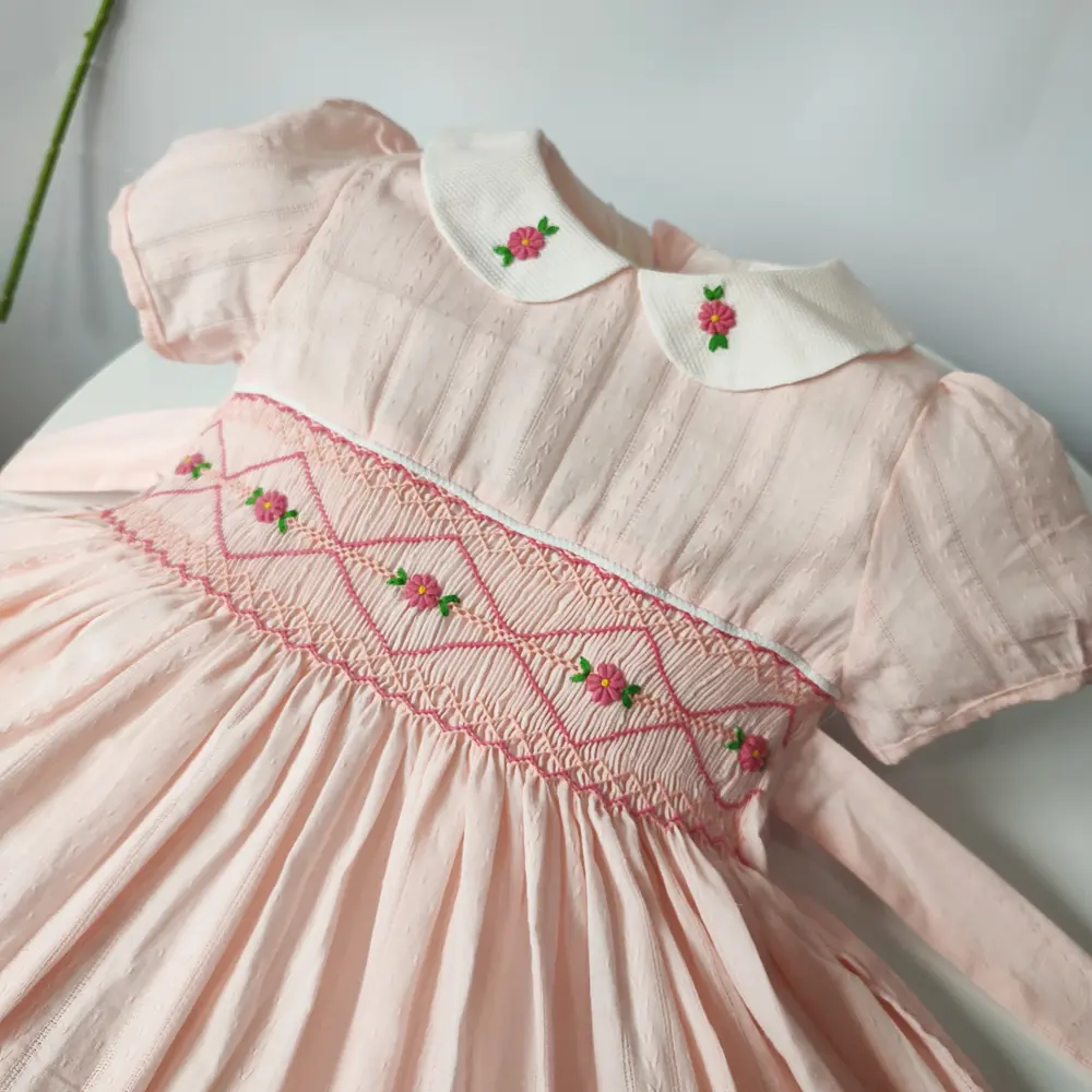 Baby Girls Vestidos Toddler Smocking Dresses For Girl Handmade Smocked Dress Summer Boutique Children Cotton  Clothes
