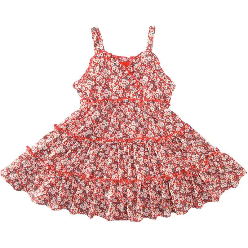 Girls Summer Sling Dress Flower Princess Dress Fashionable Children'S Leisure Clothing Baby Kids Clothes Sweet Floral Vestidos
