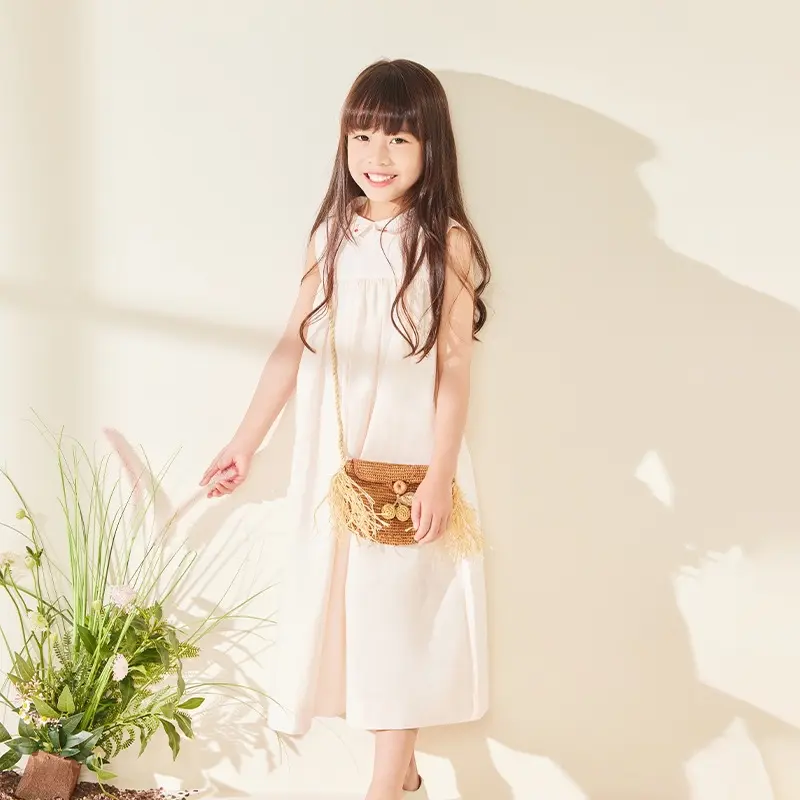 Elegant Girl Long Dress 2025 Summer New Fashion Flower Girl Party Dress White Dress Children's Sundress Clothing