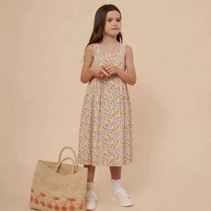 Elegant Girl Long Dress 2025 Summer New Fashion Flower Girl Party Dress White Dress Children's Sundress Clothing