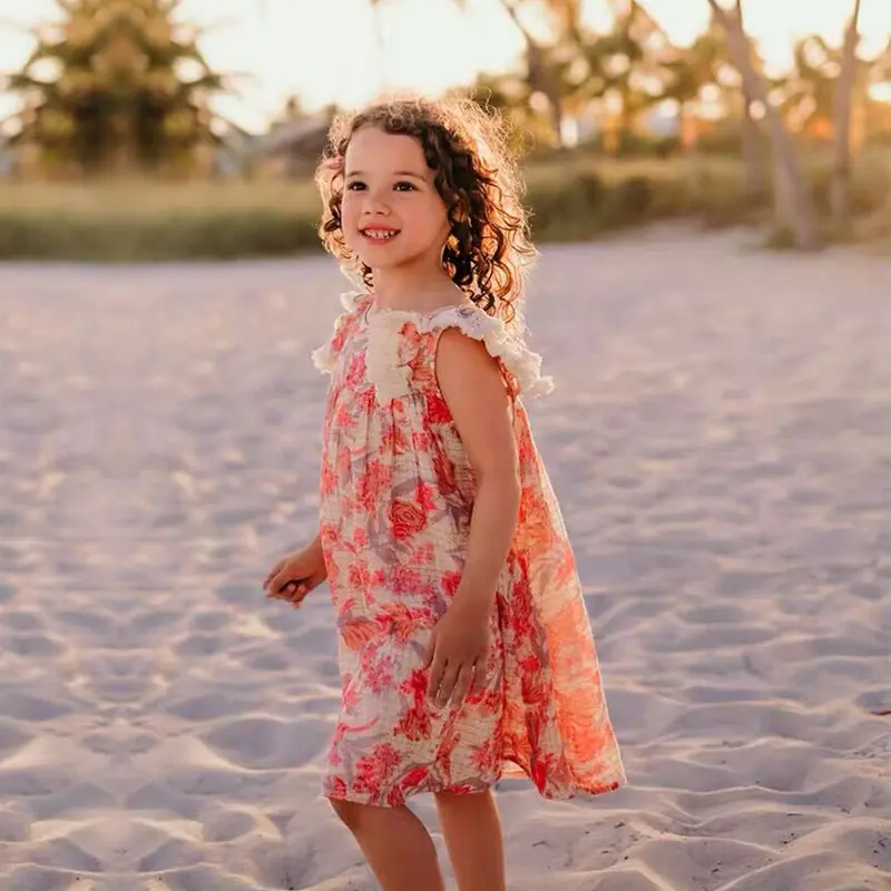 Elegant Girl Long Dress 2025 Summer New Fashion Flower Girl Party Dress White Dress Children's Sundress Clothing
