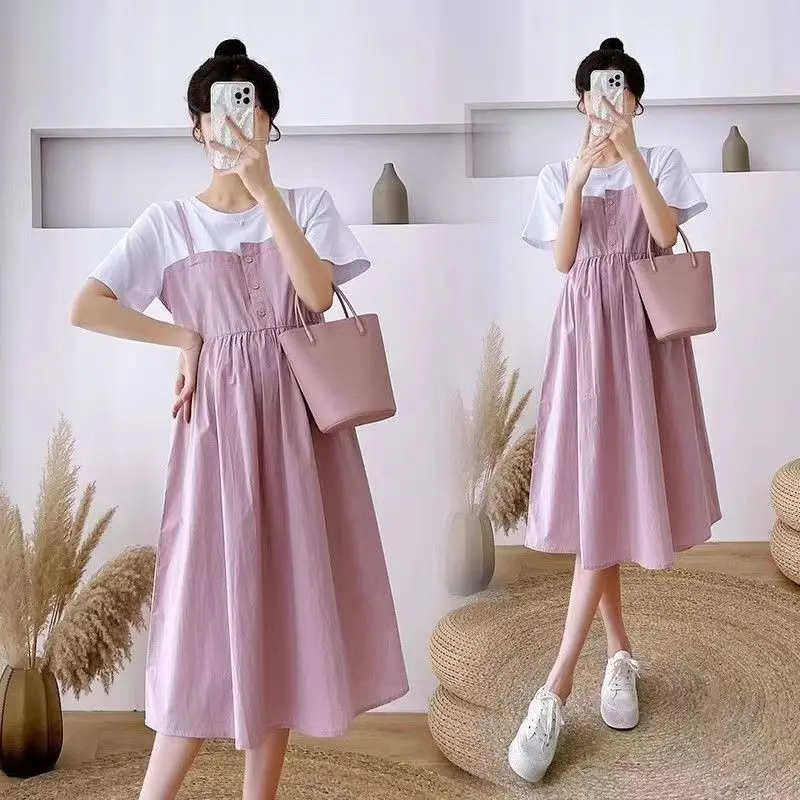 Maternity Dress New Pregnant Women's Fashion Summer Outwear Loose Pregnant Women's Dress Pregnancy Dress Maternity Clothes