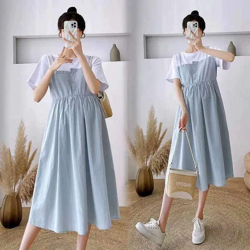 Maternity Dress New Pregnant Women's Fashion Summer Outwear Loose Pregnant Women's Dress Pregnancy Dress Maternity Clothes