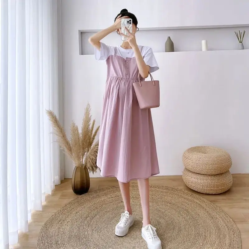 Maternity Dress New Pregnant Women's Fashion Summer Outwear Loose Pregnant Women's Dress Pregnancy Dress Maternity Clothes