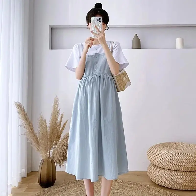 Maternity Dress New Pregnant Women's Fashion Summer Outwear Loose Pregnant Women's Dress Pregnancy Dress Maternity Clothes