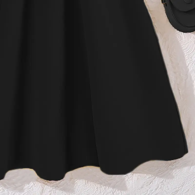 Children's Dress Solid Color Square-Neck Short-Sleeved Princess Dress Brief Elegant Style Loose Comfortable Stylish Girl Clothes