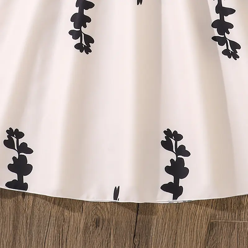 Elegant Style Girls Printed Sleeveless Maxi Dress Summer Wing-Sleeve Belted Vintage Dress Daily Casual Family Gathering Party Cl