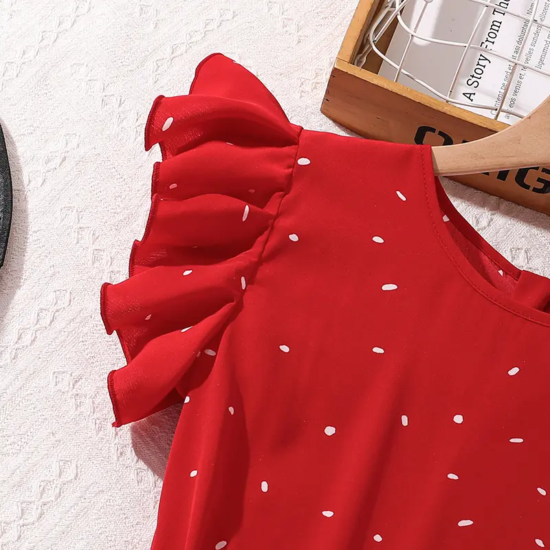 Kids Jumpsuits For Girls Polka Dotted Flutter-Sleeve Summer Clothes 8-12 Years Tween Girls Casual Clothes
