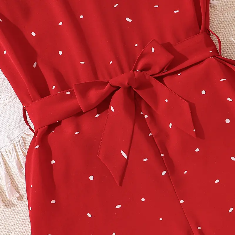 Kids Jumpsuits For Girls Polka Dotted Flutter-Sleeve Summer Clothes 8-12 Years Tween Girls Casual Clothes