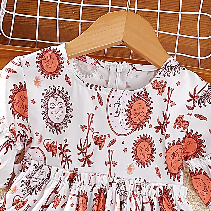 Dress For 3-8 Years Little Girls White Cute Floral Print Floral Dress Loose Comfortable Pastoral Causal Style Daily Clothes