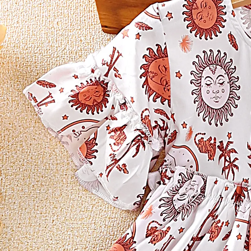 Dress For 3-8 Years Little Girls White Cute Floral Print Floral Dress Loose Comfortable Pastoral Causal Style Daily Clothes