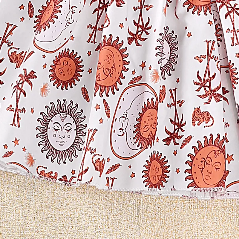 Dress For 3-8 Years Little Girls White Cute Floral Print Floral Dress Loose Comfortable Pastoral Causal Style Daily Clothes
