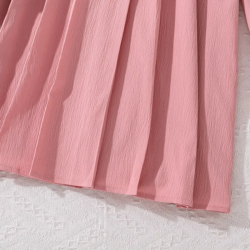 Kids Spring Autumn Fashion Dress For Girls  Simple Classic Design Pink Long Sleeve Princess Party Dress Sweet Lovely Style