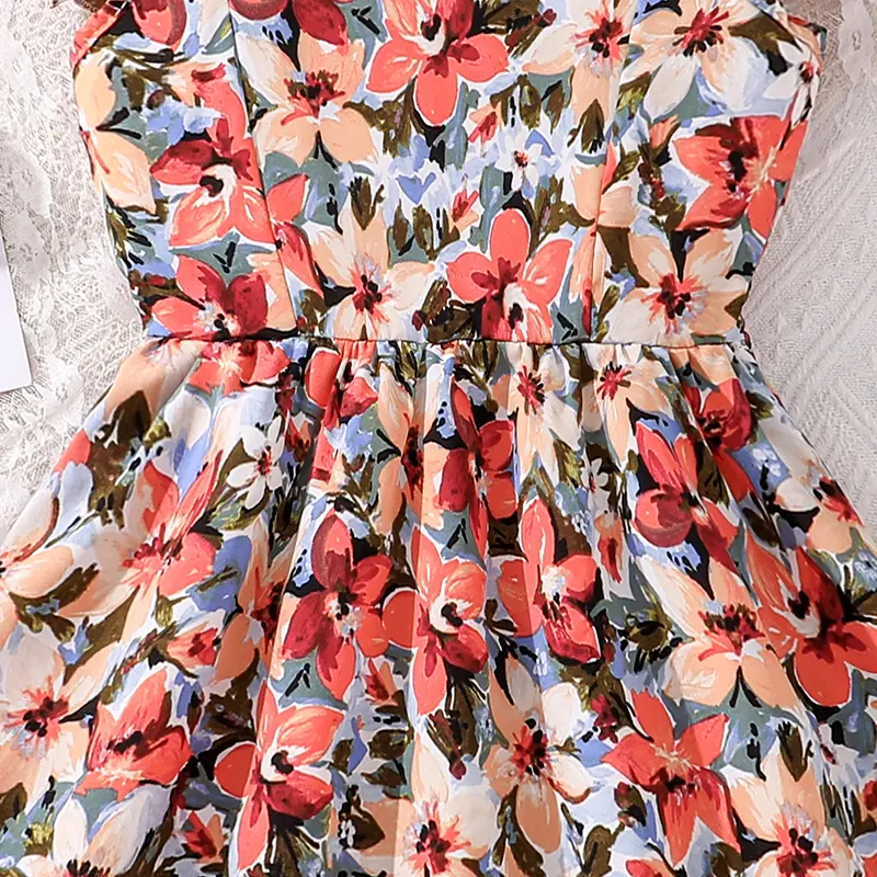 Dress For Girls 2025 Summer New Daily Vacation Style Sling Print A-Line Dress 8-12 Years Kids Daily Casual Clothing