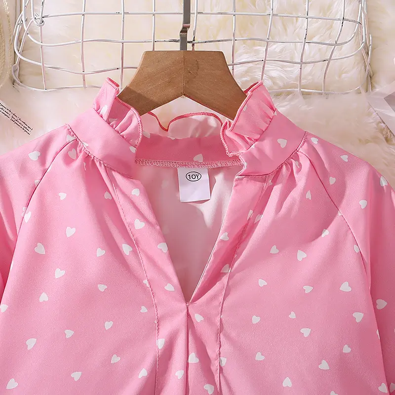 Kids Dress For Girls Pink Polka Dot Long-Sleeved Summer Girls Dress Casual Princess Dress Elegant Vacation Holiday Party Clothes