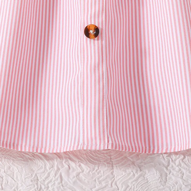 Kids Dress For Baby Girls Pink Striped V-Neck Sleeveless Dress Fashionable Versatile Sweet Style Beach Dress Cute Princess Dress