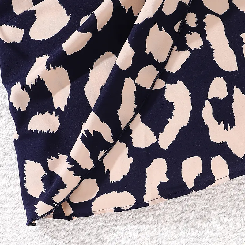 Kids Dress For Girls Navy Blue Pattern Half-strap Short-sleeved New Design Dress Resort Style Beach Dress And Cute Daily Clothes