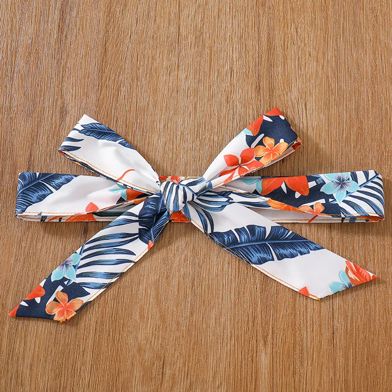 New Summer Fashion Orange Short Sleeve Top & Printed Skirt For Girls Floral Printed Stylish Vacation Party Dress Daily Casual