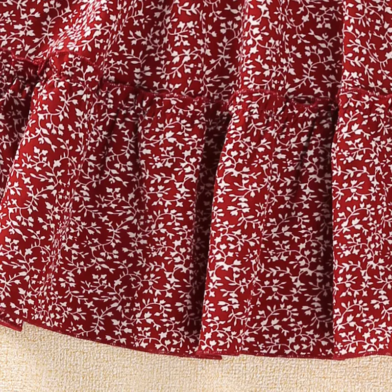 Girls Sets 8-12 Years Little Girl Red Floral Halter Top + Red Floral Skirt Korean Style Suits Summer Casual Clothes Sets