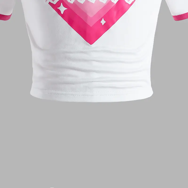 Trendy Cargo Pants Sets Hot Pink Heart Pattern T-shirt & Straight Pants Stylish Girls Clothing Sets American Style Sets For Kids