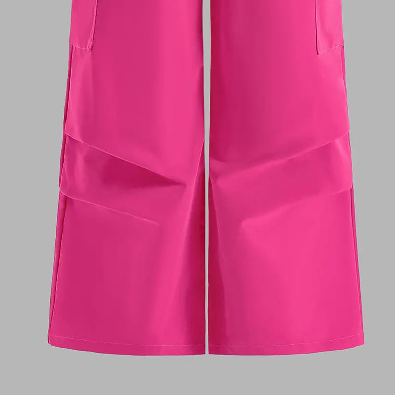 Trendy Cargo Pants Sets Hot Pink Heart Pattern T-shirt & Straight Pants Stylish Girls Clothing Sets American Style Sets For Kids