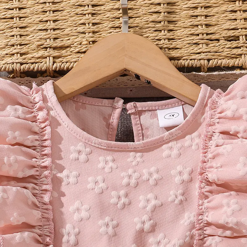 Kids Princess Dress For Girls O-Neck Wing-Sleeve Bowknot Floral Print Embroidery 4-7 Years Summer Sweet Birthday Party Clothing