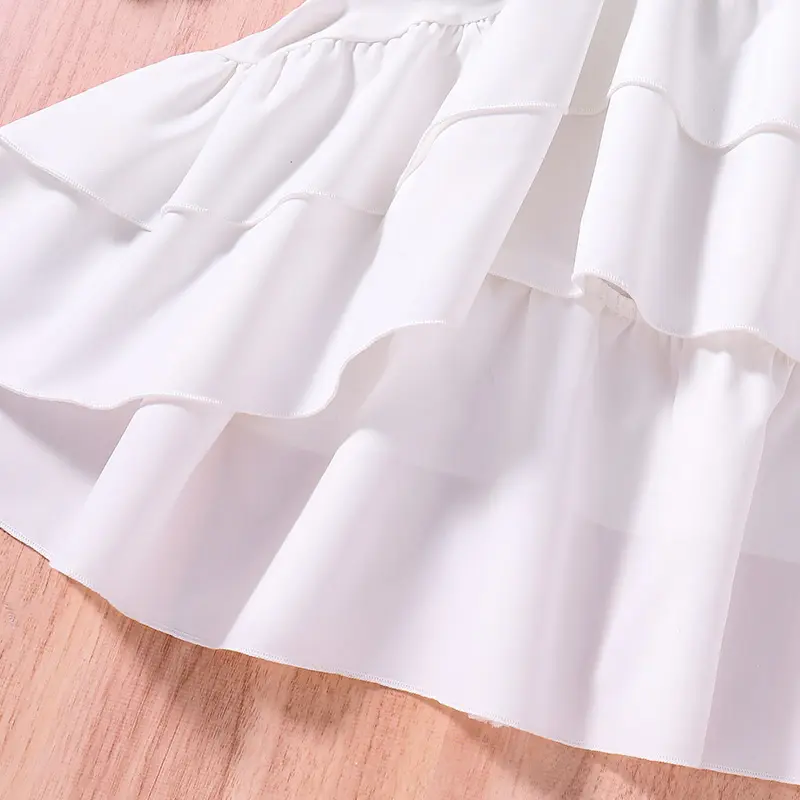 New Designed Classic White Sleeveless Dress Elegant Princess Girl Dress Cute Teenager Summer Fashion Party Vacation Daily Casual