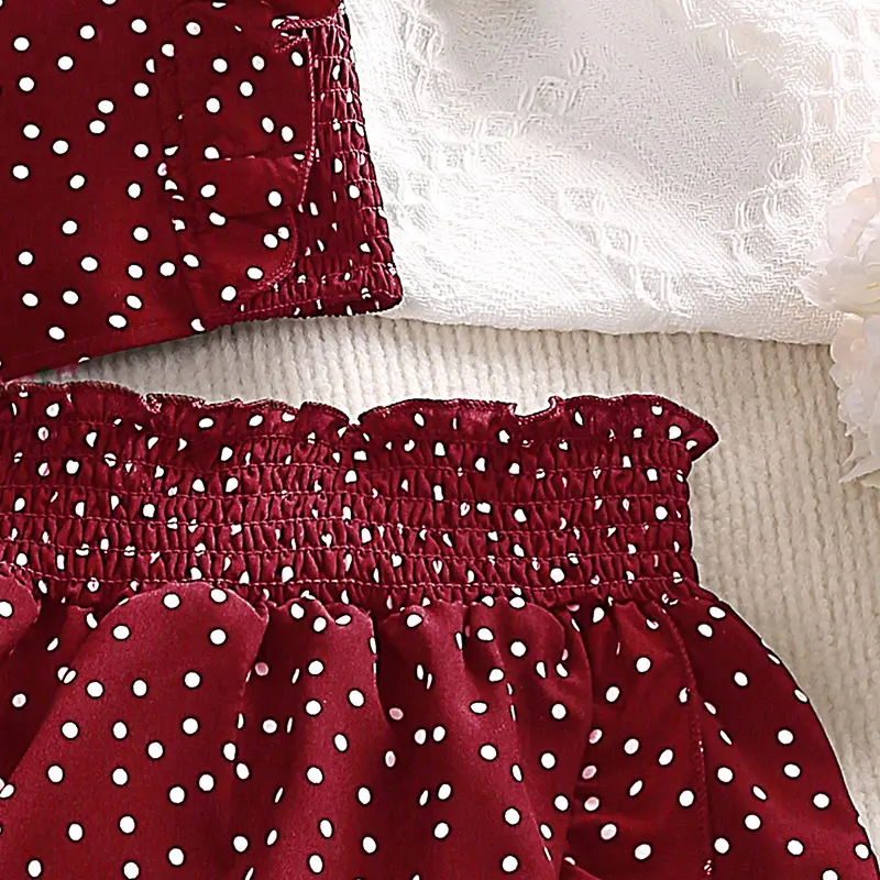 5-12 Years Cute Girl Red Flying Sleeve Square Collar Top & Red Skirt Fashion Sets Stylish Summer Vacation Party Daily Casual