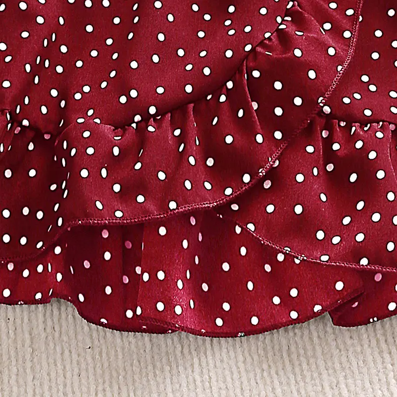 5-12 Years Cute Girl Red Flying Sleeve Square Collar Top & Red Skirt Fashion Sets Stylish Summer Vacation Party Daily Casual