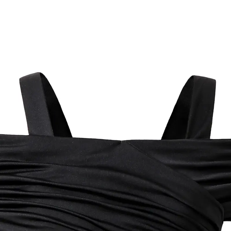 Black Dress For Kids Girls Off-the-Shoulder Tiered Sleeveless Gown Party Dating Clothes Children Clothes Summer Clothes For 8-12