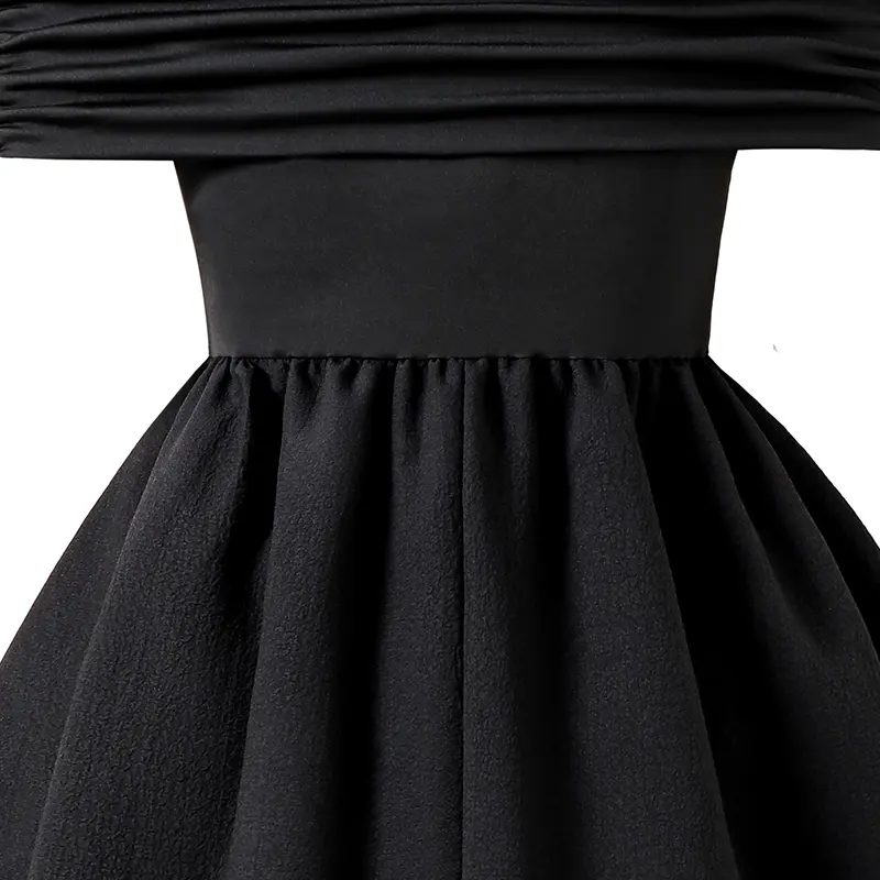 Black Dress For Kids Girls Off-the-Shoulder Tiered Sleeveless Gown Party Dating Clothes Children Clothes Summer Clothes For 8-12