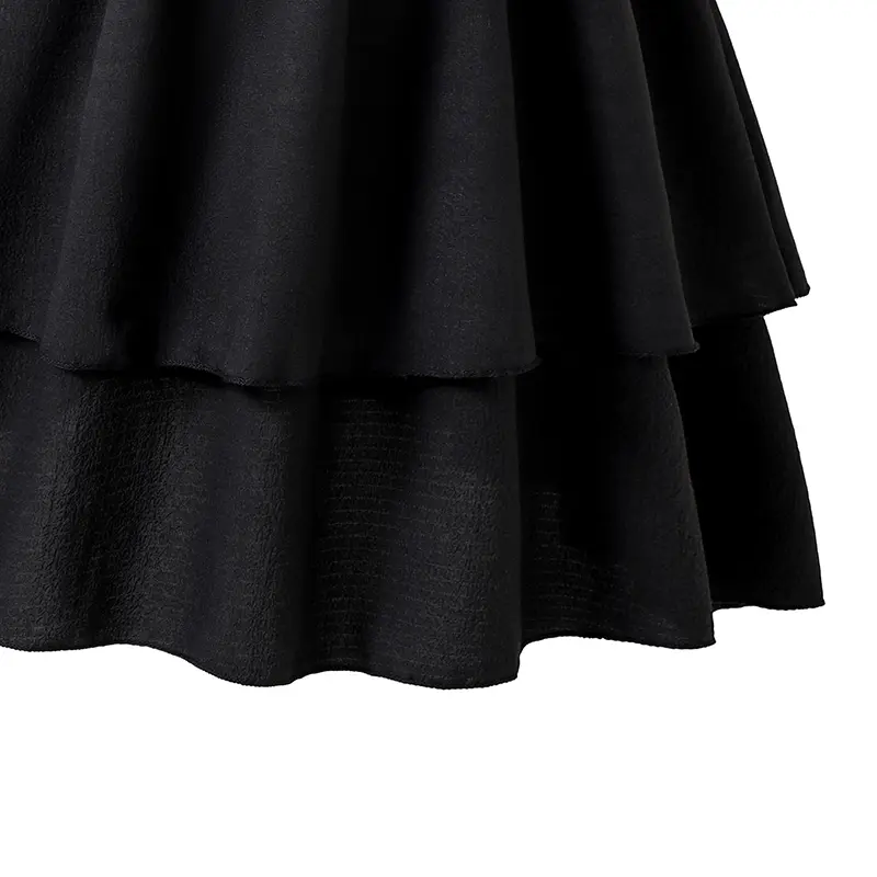 Black Dress For Kids Girls Off-the-Shoulder Tiered Sleeveless Gown Party Dating Clothes Children Clothes Summer Clothes For 8-12