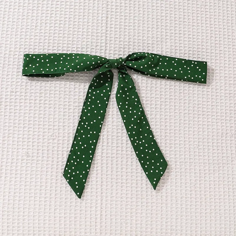 Children Clothing Solid Color Green V-Neck Wing Sleeve Polka Dot A-Line Dress For Girls 8-12 Years Summer Frenchy Daliy Casual